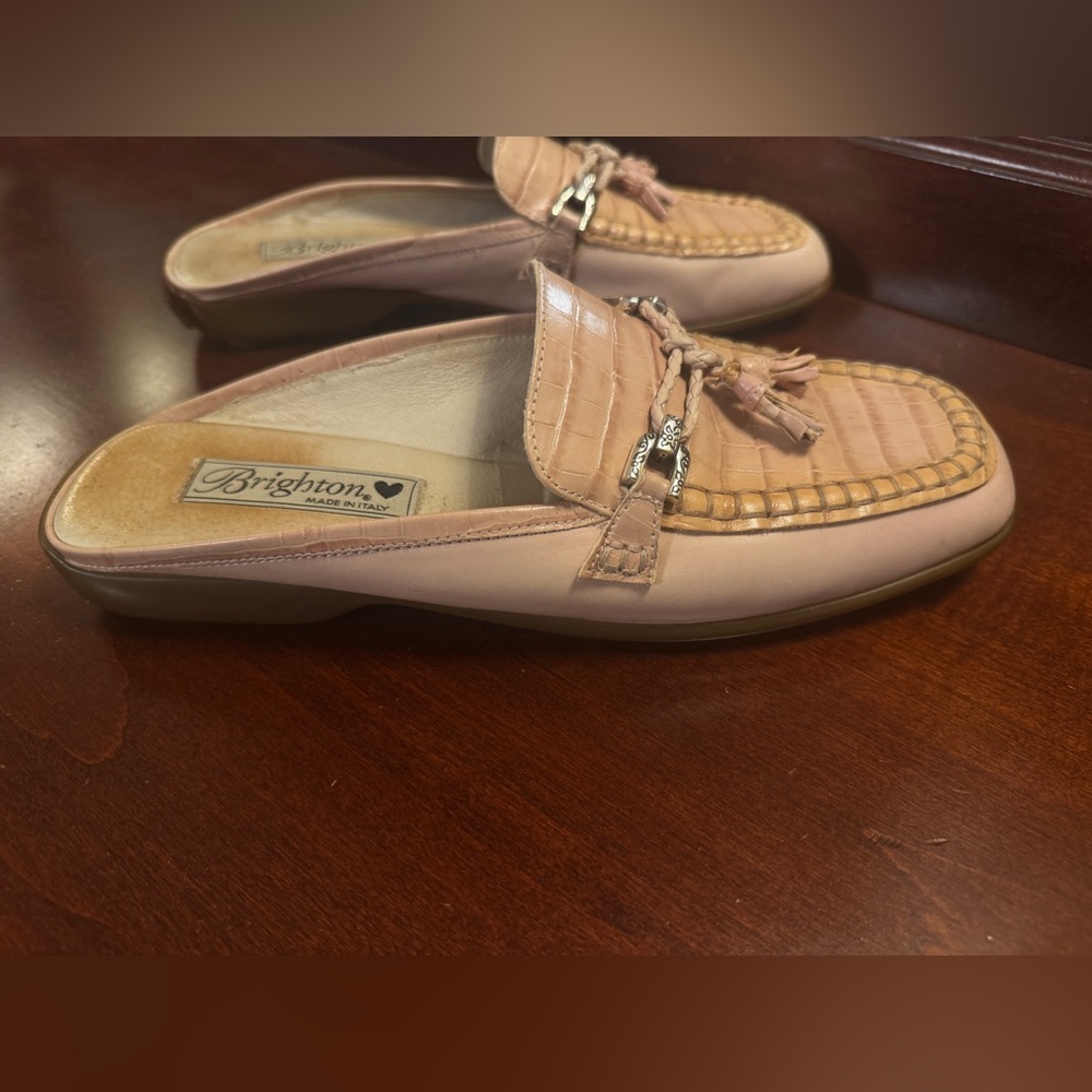 Brighton Leather Croc Embossed Mule Loafers Size 8 | Y2K - Picture 4 of 9